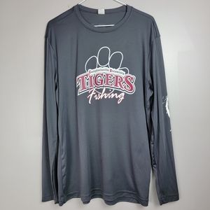 Long Sleeve Men's Tee Fishing Outdoor Sports Synthetic Gray T-shirt C U Tigers.